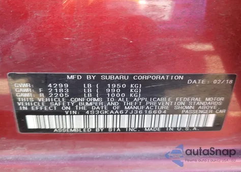 2018 Subaru Impreza from USA, damaged, VIN 4S3GKAA67J3616604